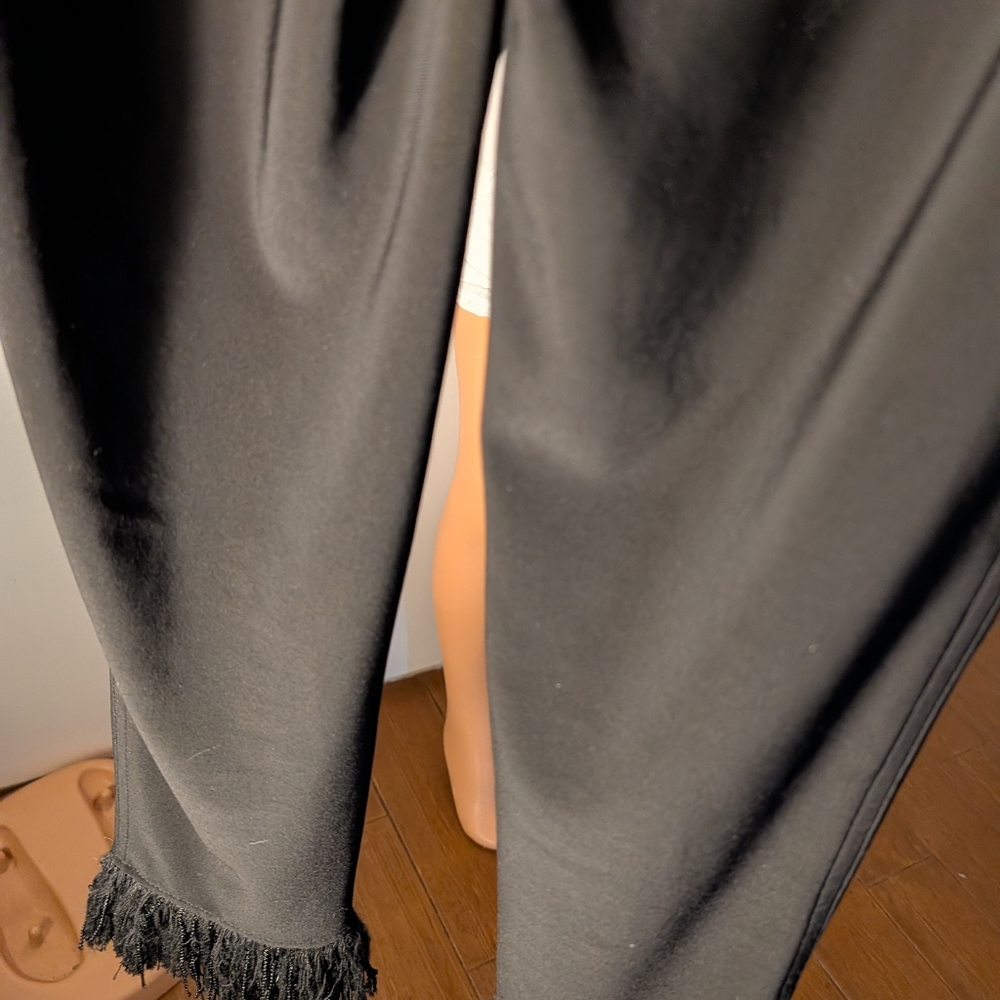 Joseph Ribkoff Elegant Black Trousers Straight Leg Flared Fringed Size 2 - Picture 3 of 6